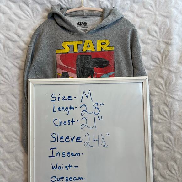 Star Wars gray hoodie size med graphic sweater preowned excelllent no drawstring - Picture 6 of 6